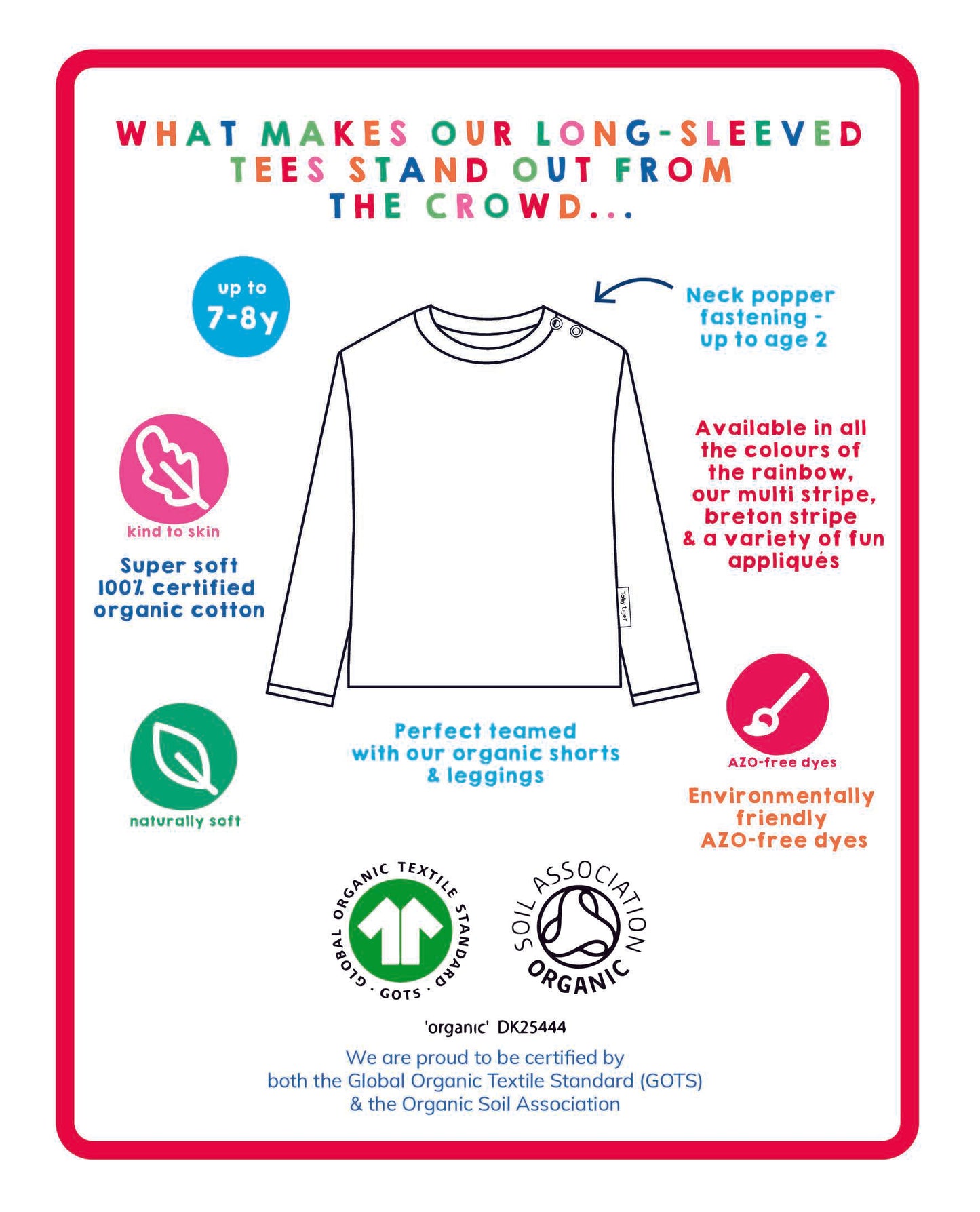 Organic Striped Daisy Applique Long-Sleeved T-Shirt