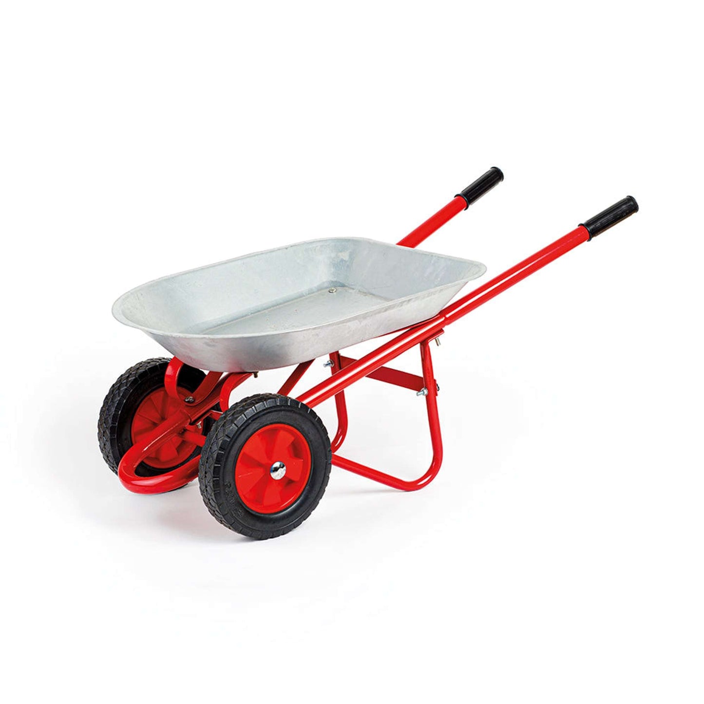 Childrens Wheelbarrow - Robust Silver & Red Wheel Barrow with Easy Grip Handles - Toby Tiger