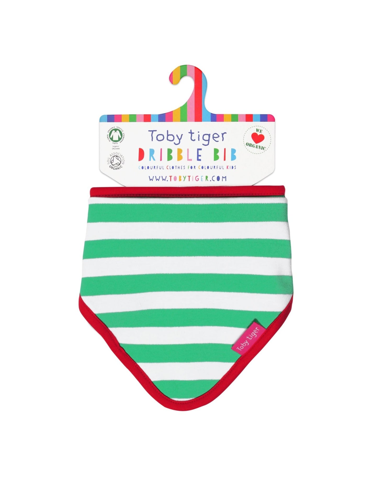 Organic Green Stripe Dribble Bib - Toby Tiger