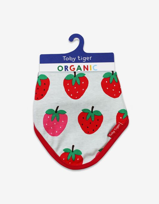 Organic Strawberry Print Dribble Bib