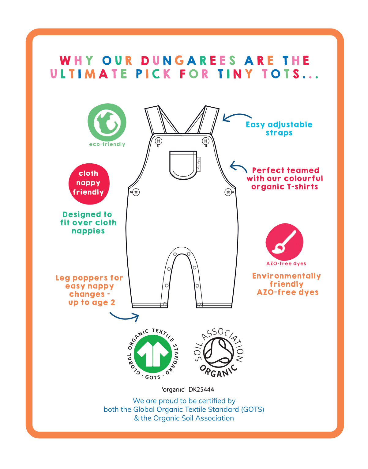 Organic Magical Mix - Up Print Dungarees - Toby Tiger UK Retail