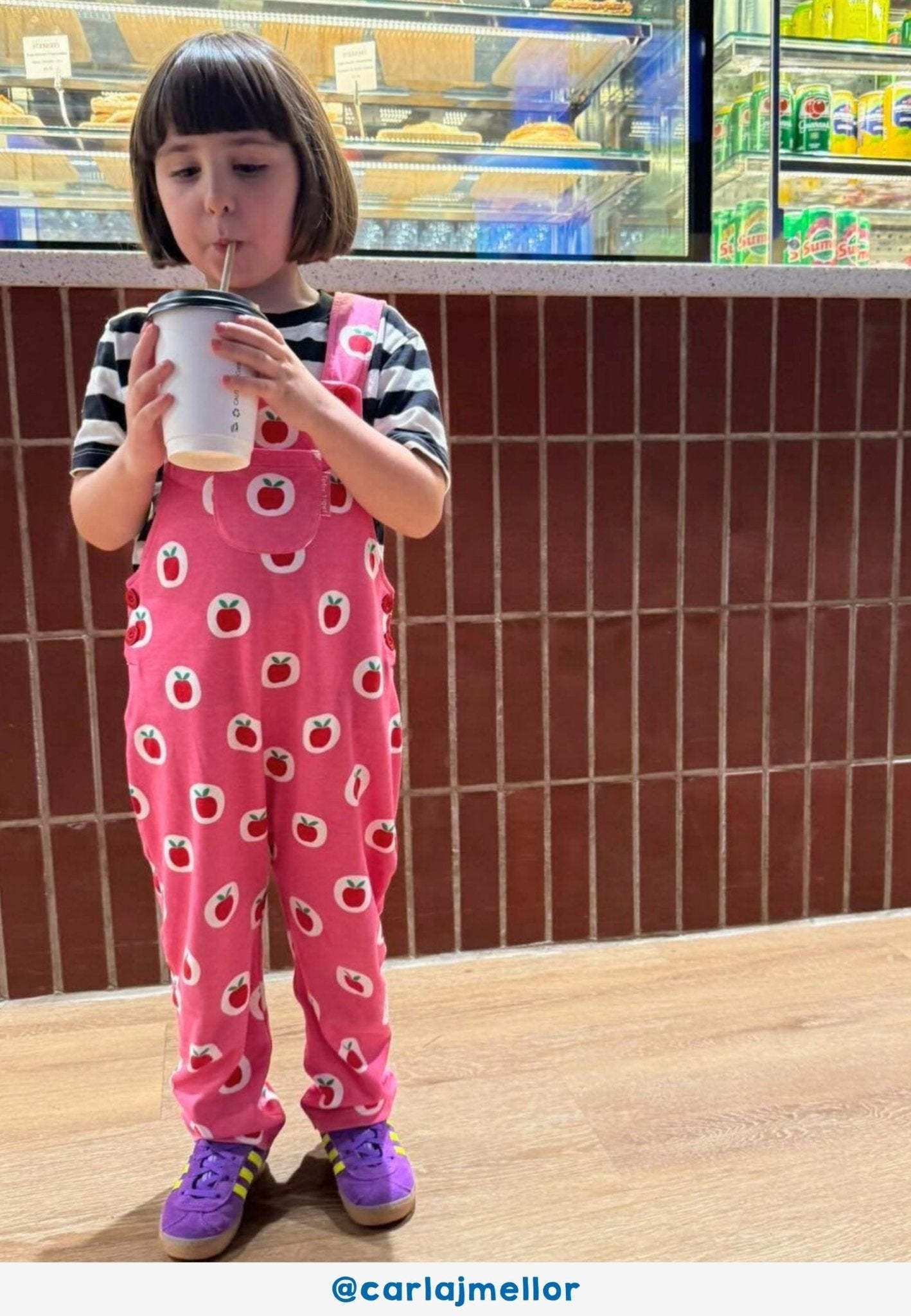 Organic Apple Print Dungarees - Toby Tiger