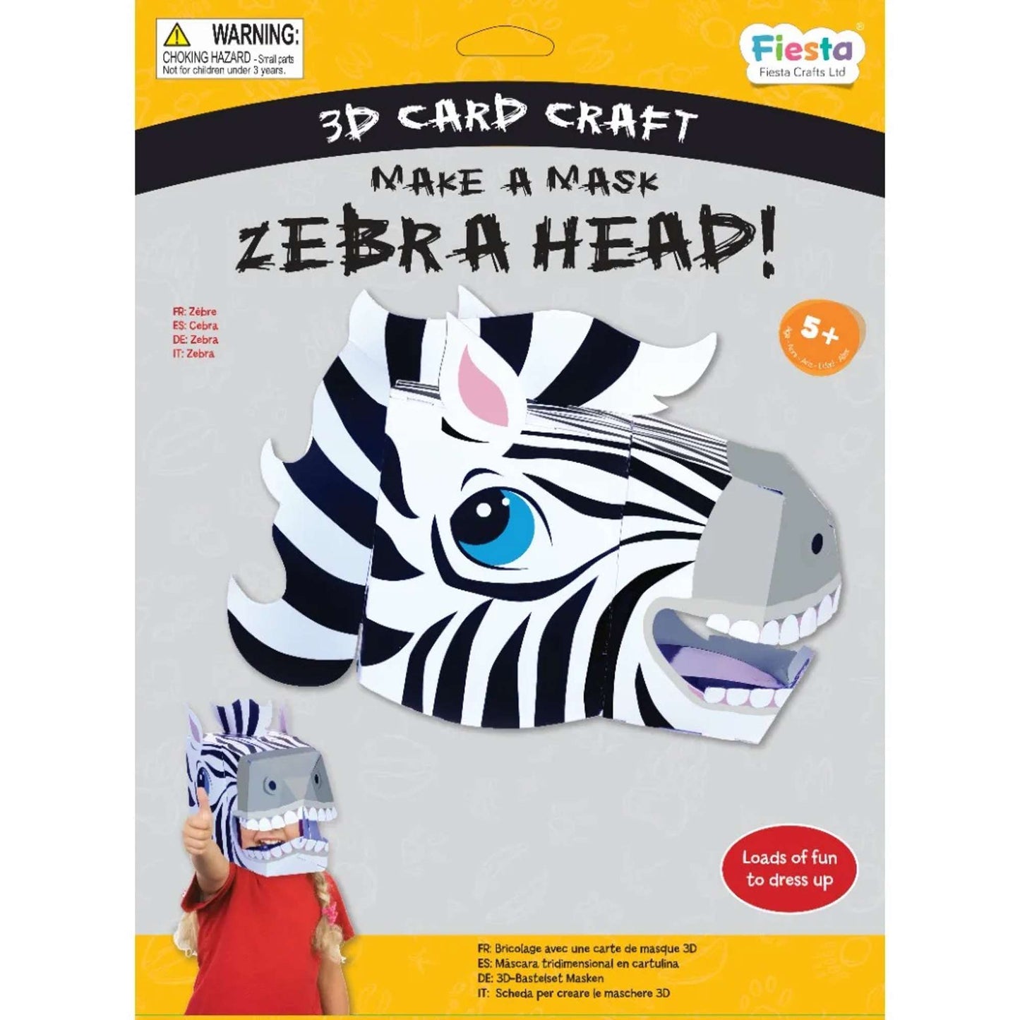 Zebra 3D Mask Card Craft - Toby Tiger