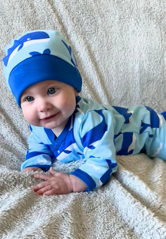 Organic Whale Waves Print Baby Gift Set - Toby Tiger