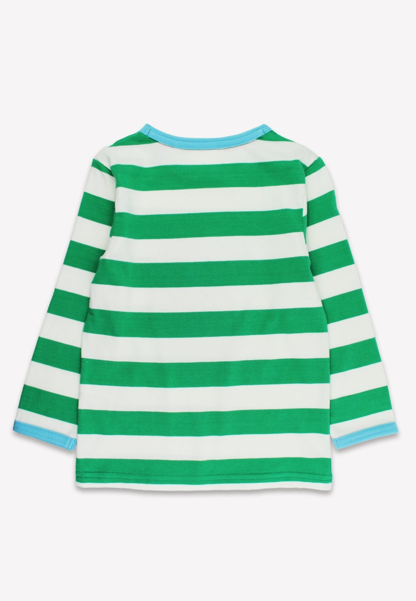 Organic Two Applique Green Stripe Long - Sleeved T-Shirt - Toby Tiger