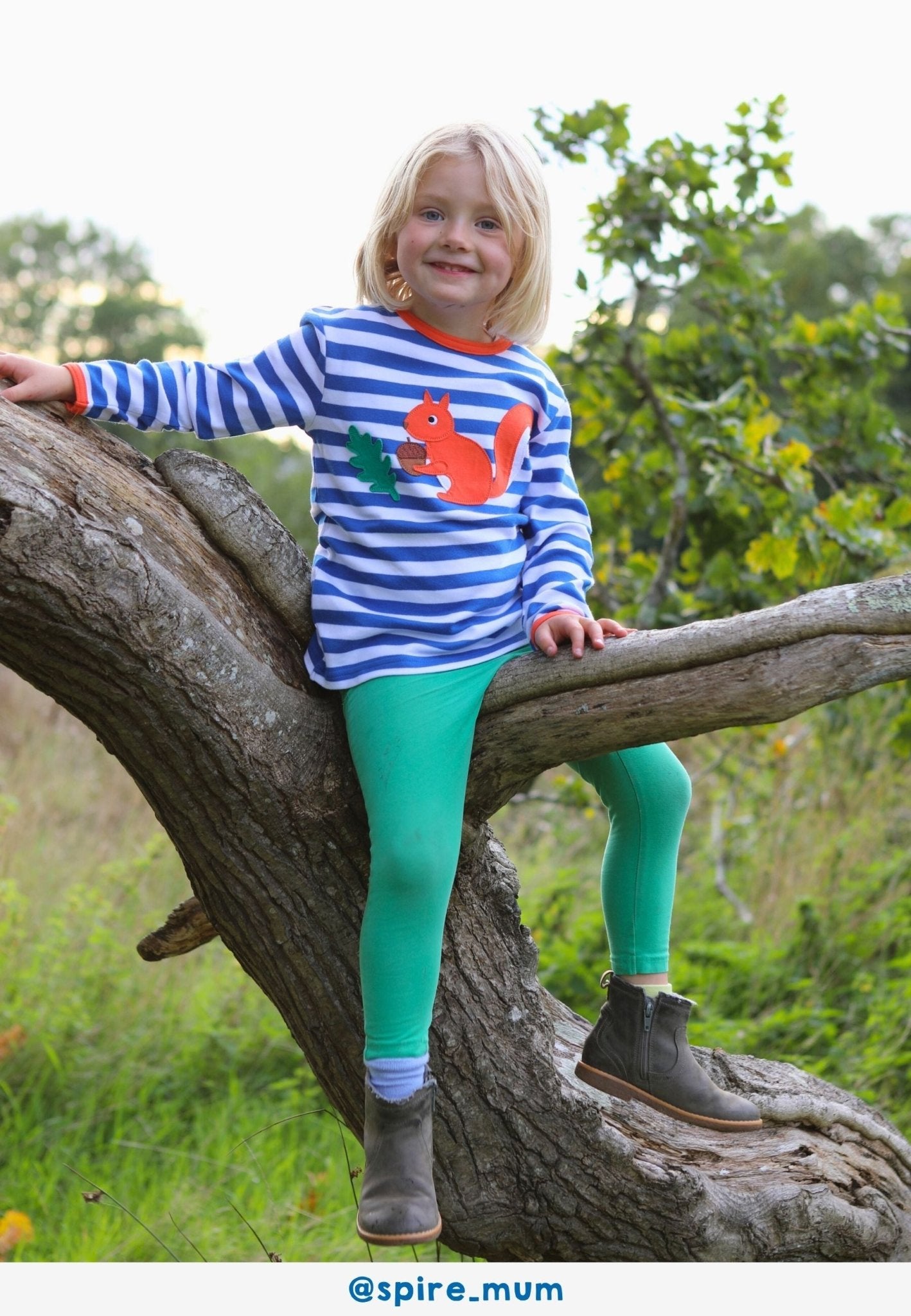 Organic Squirrel Applique Long - Sleeved T-Shirt - Toby Tiger