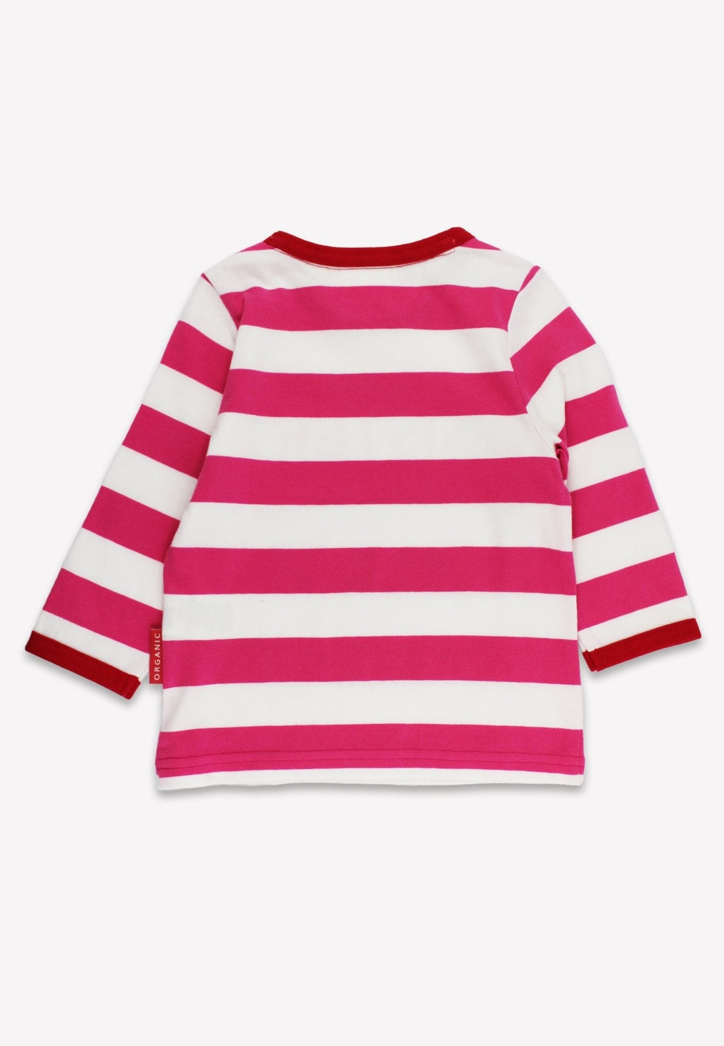 Organic Pink Stripe Sister Applique Long - Sleeved T-Shirt - Toby Tiger