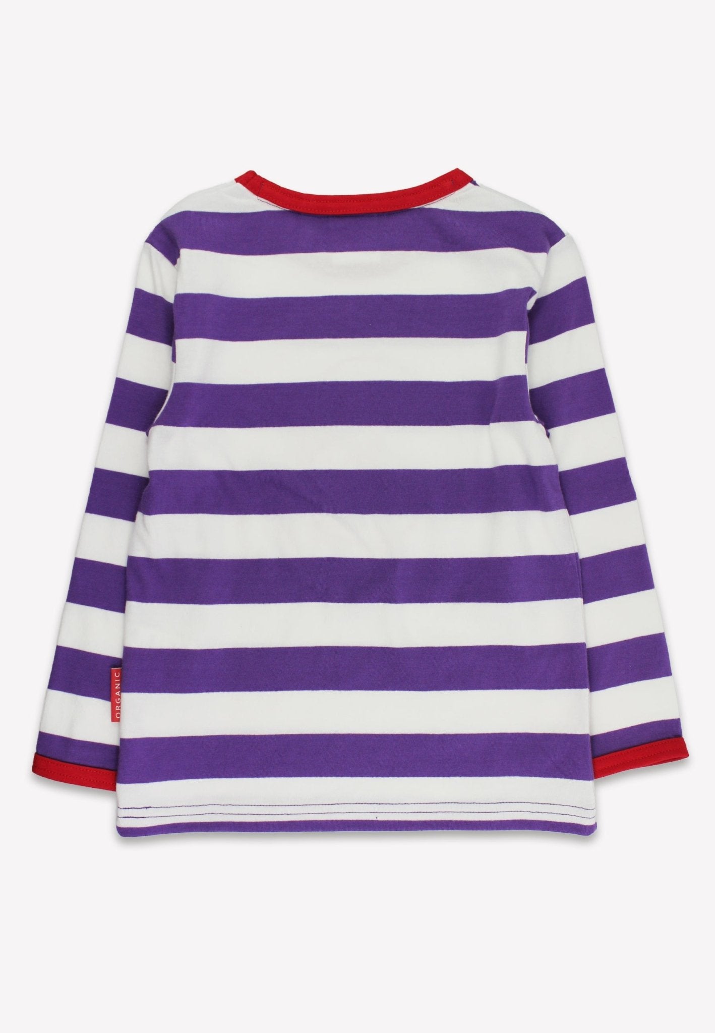 Organic Three Applique Purple Stripe Long - Sleeved T-Shirt - Toby Tiger