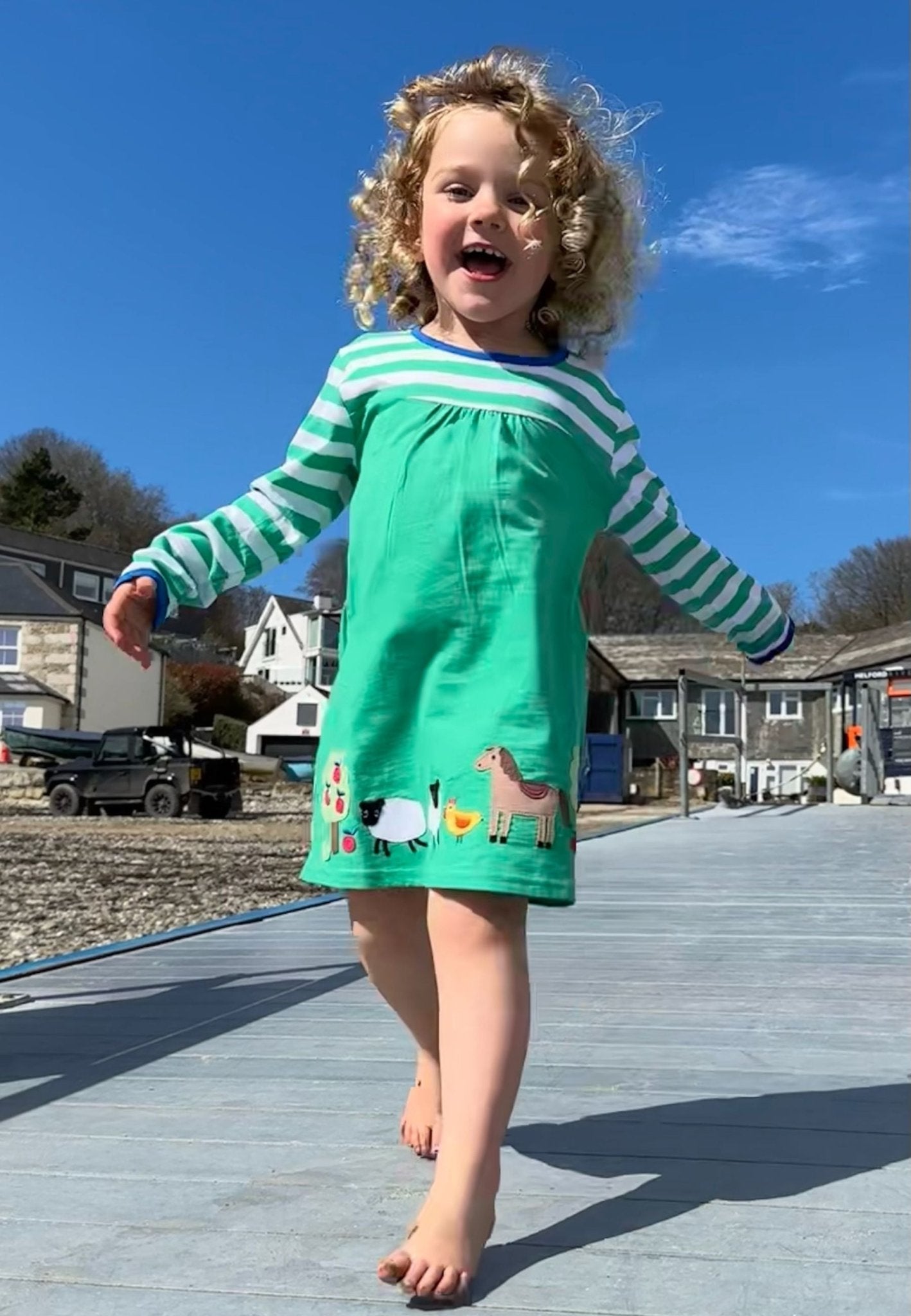 Organic Hillside Applique T-shirt Dress - Toby Tiger