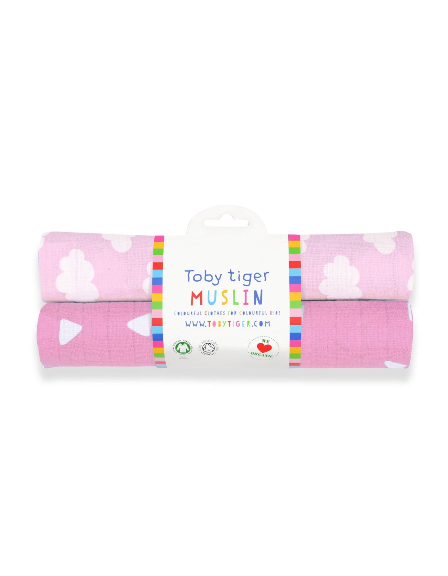 Organic Pink Cloud 2 - Pack Muslins - Toby Tiger
