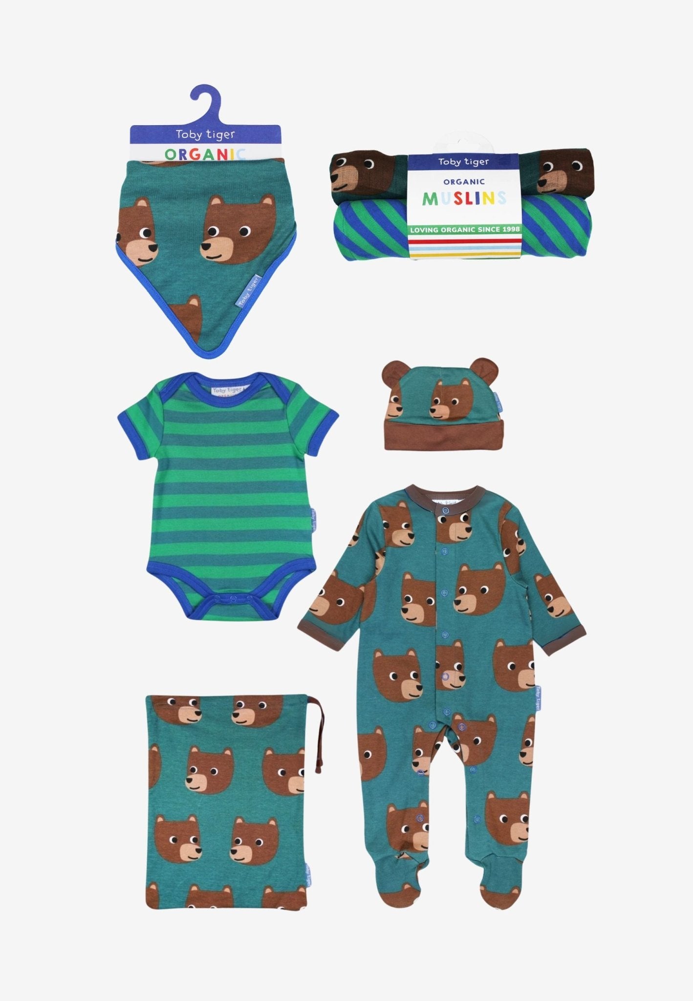 Organic Brown Bear Print Baby Bundle - Toby Tiger