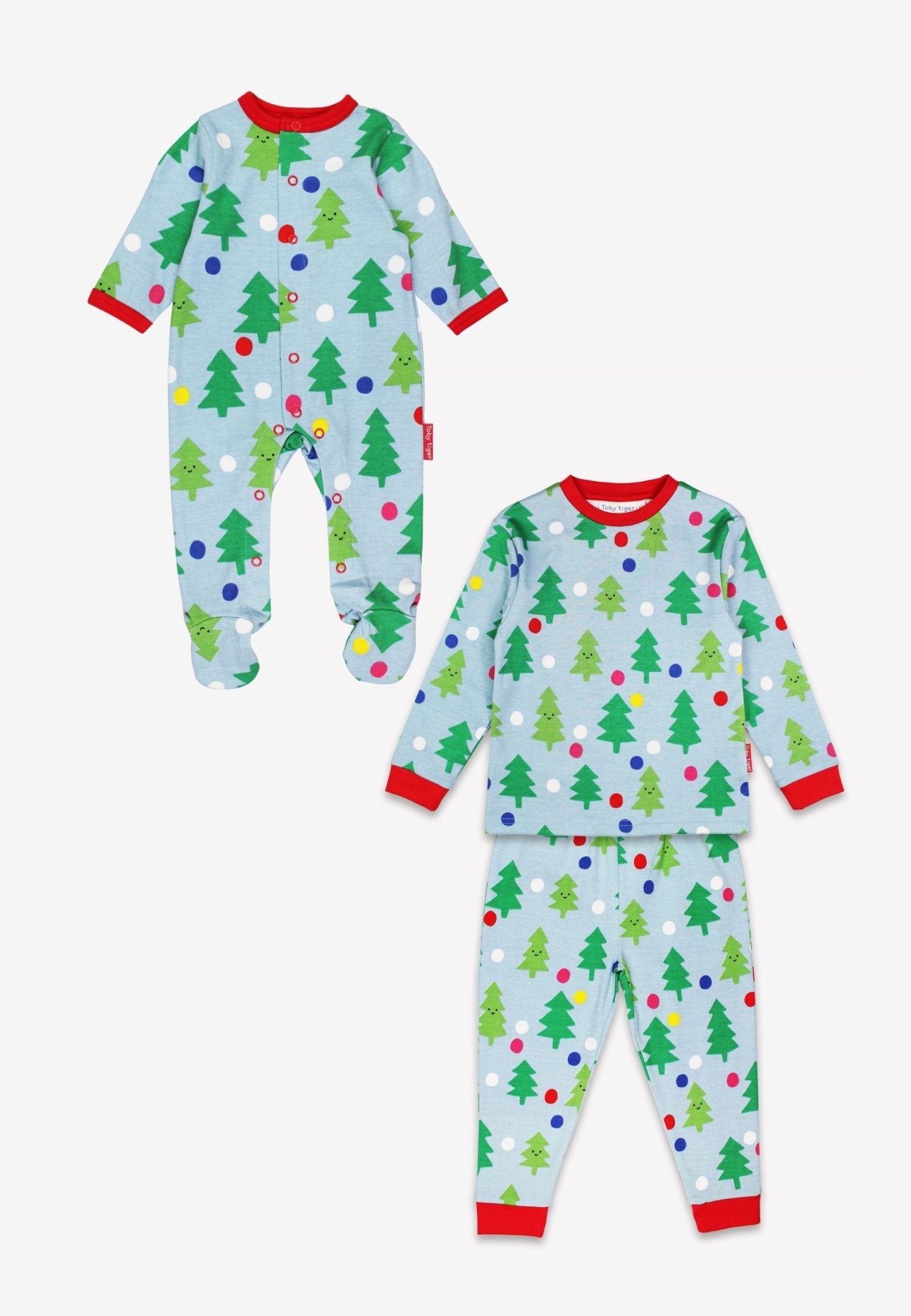Organic Christmas Tree Pyjamas - Baby & Kids Matching Bundle - Toby Tiger