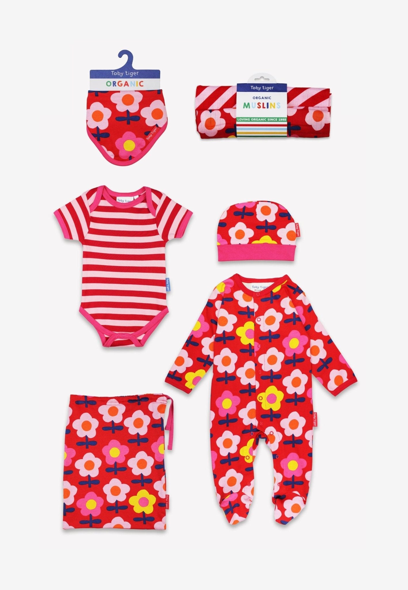 Organic Pink Flower Print Baby Bundle - Toby Tiger