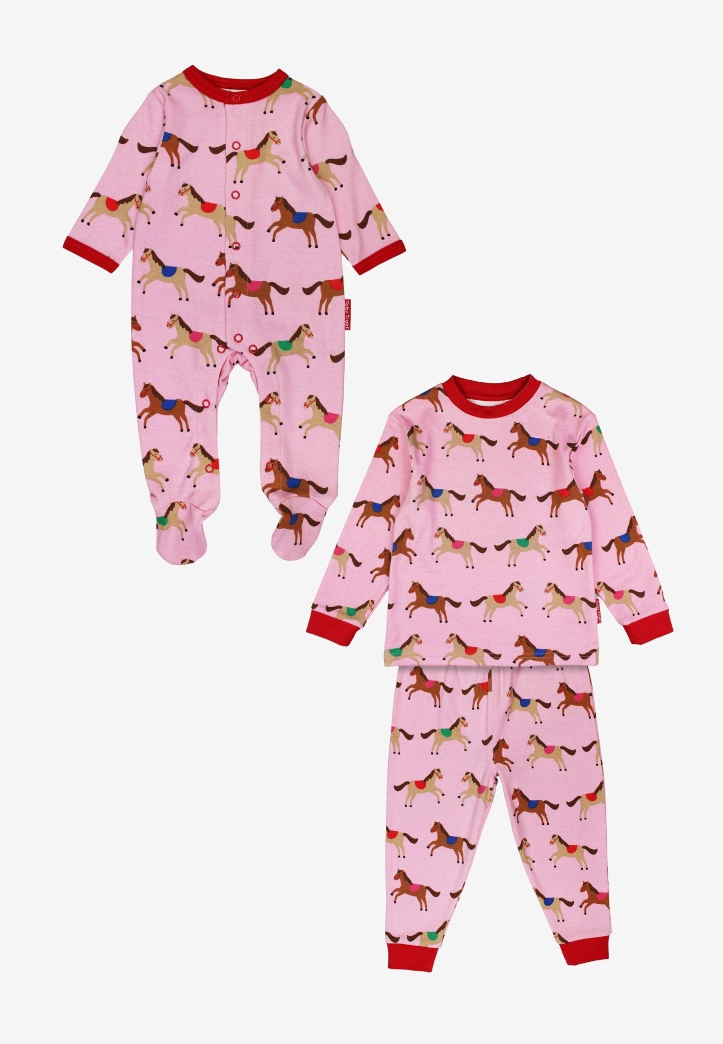 Organic Pink Horse Print Pyjamas - Baby & Kids Matching Bundle - Toby Tiger