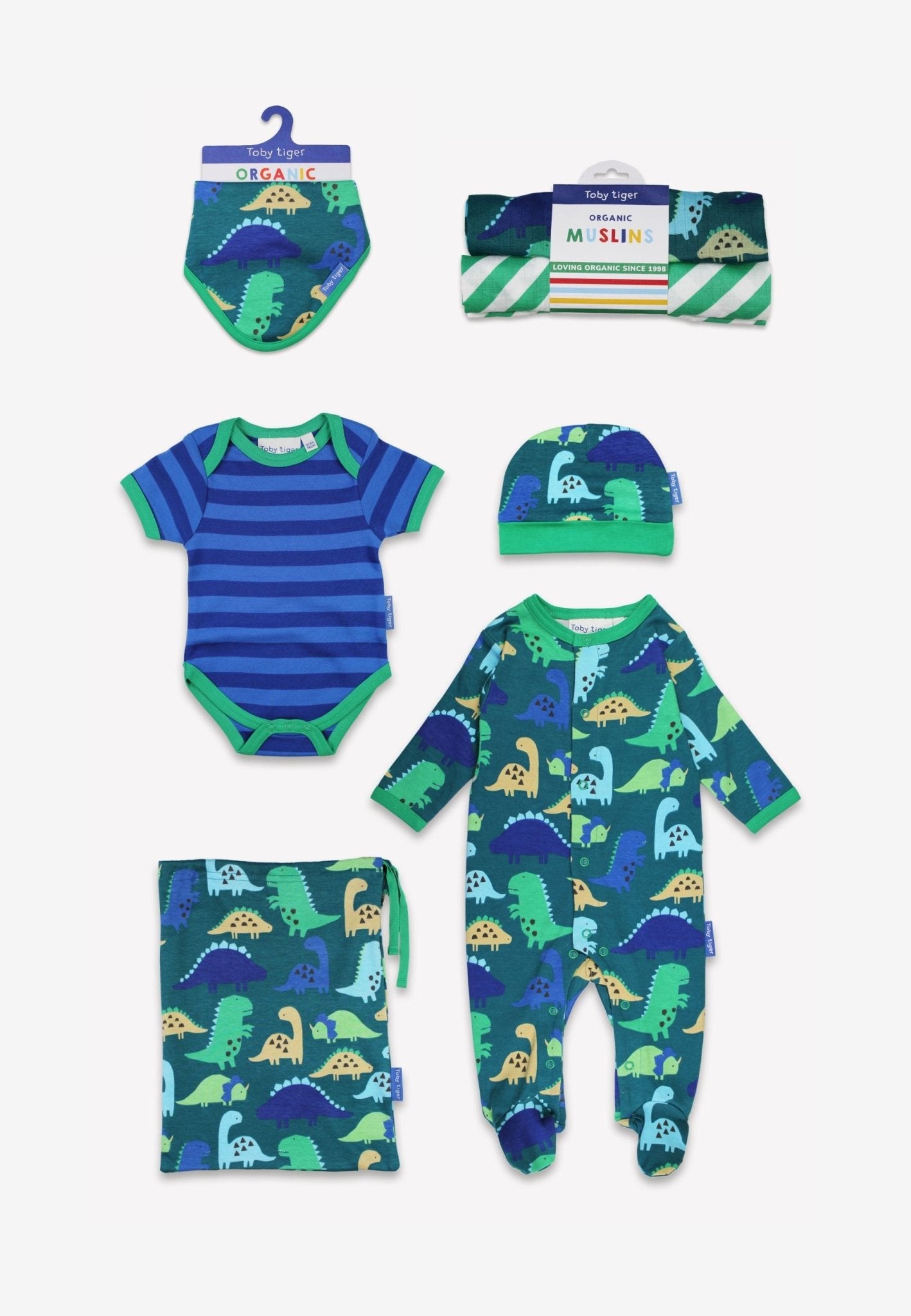 Organic Tonal Dinosaur Print Baby Bundle - Toby Tiger