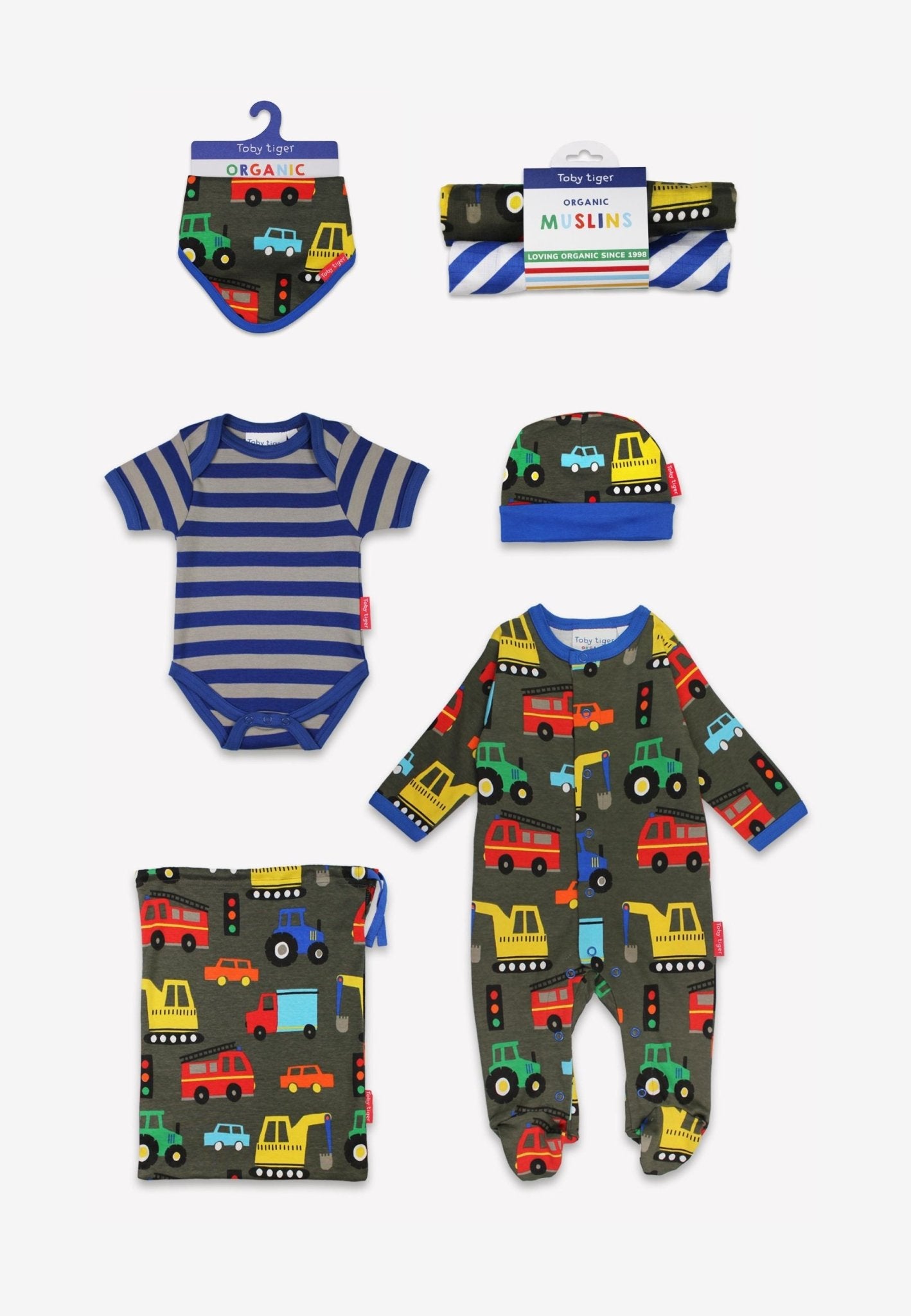 Organic Transport Print Baby Bundle - Toby Tiger