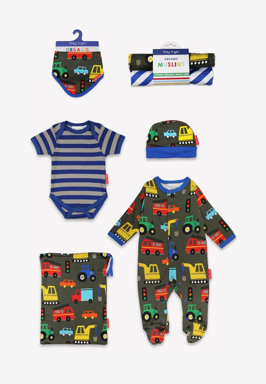Organic Transport Print Baby Bundle - Toby Tiger