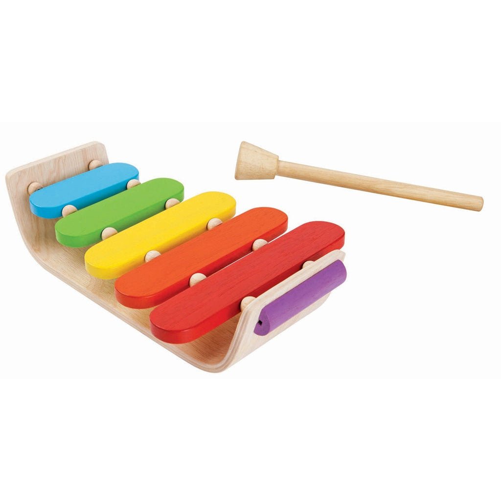 PlanToys Wooden Oval Xylophone Toy Instrument - Toby Tiger