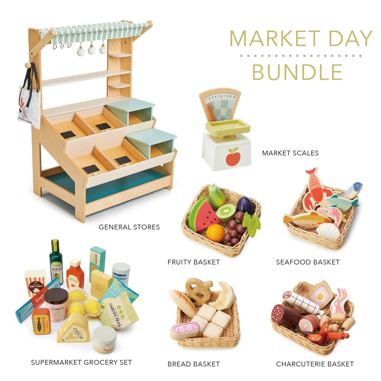 Market Day Bundle (General Stores, Scales, Grocery Set, 4 x Food Crates) - Toby Tiger