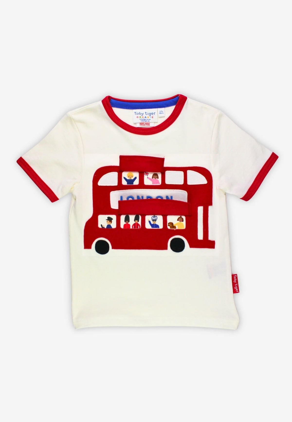Organic London Bus Applique Short - Sleeved T-Shirt - Toby Tiger