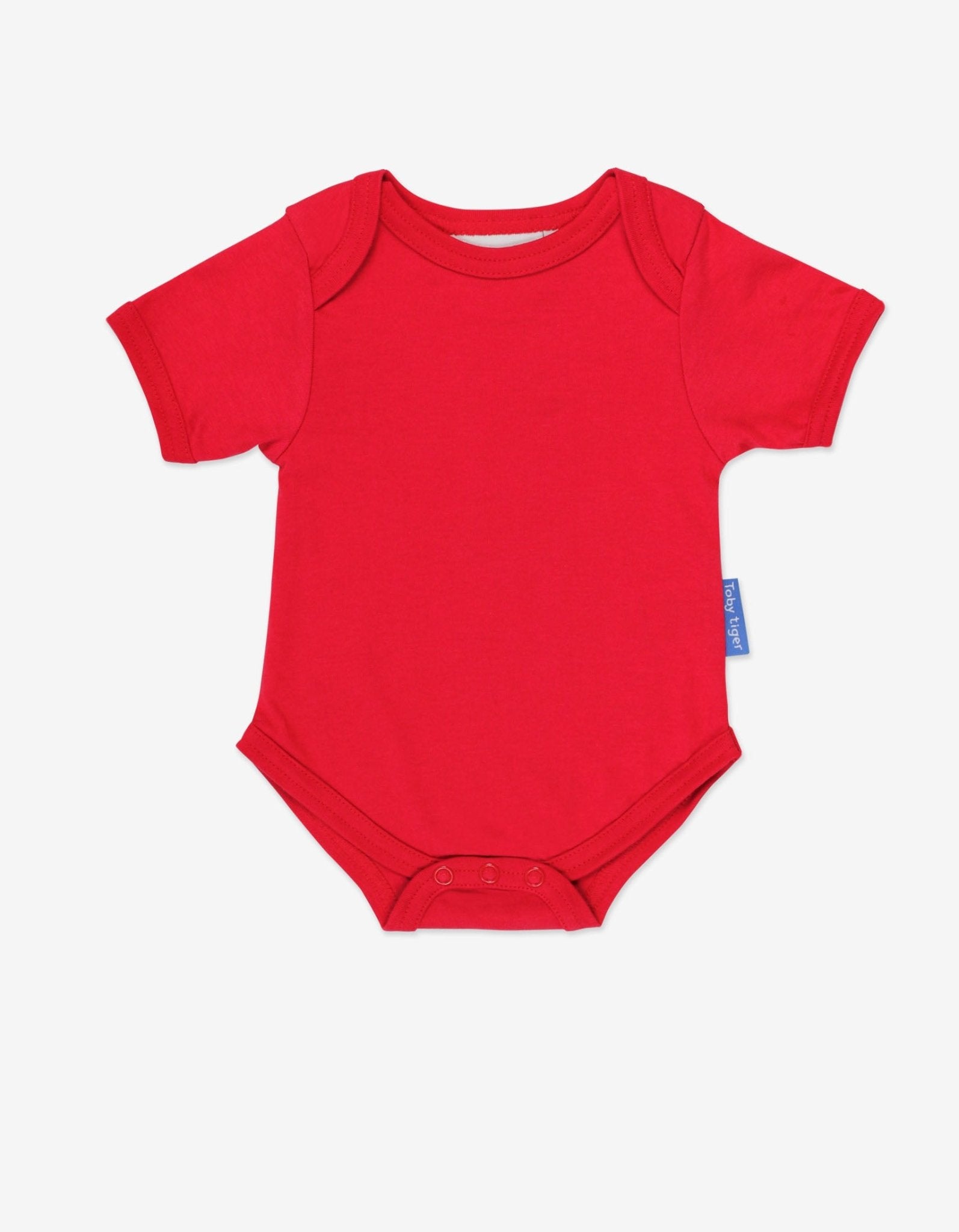 Organic Red Basic Short-Sleeved Baby Body Toby Tiger