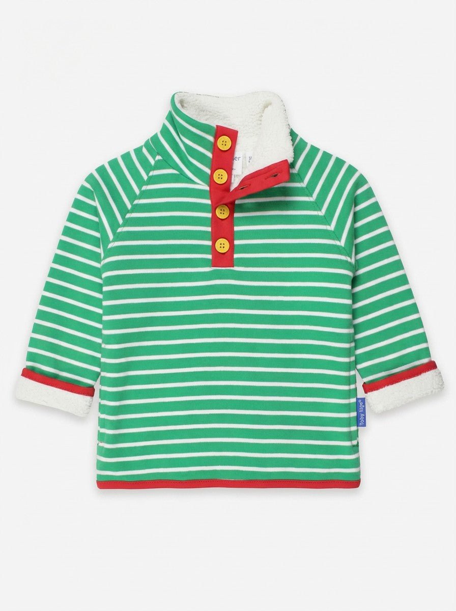 Organic Green Breton Cosy Fleece Sweatshirt - Toby Tiger