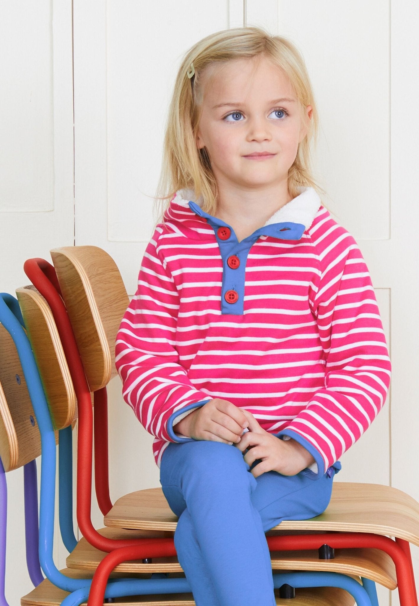 Organic Pink Breton Cosy Fleece Sweatshirt - Toby Tiger