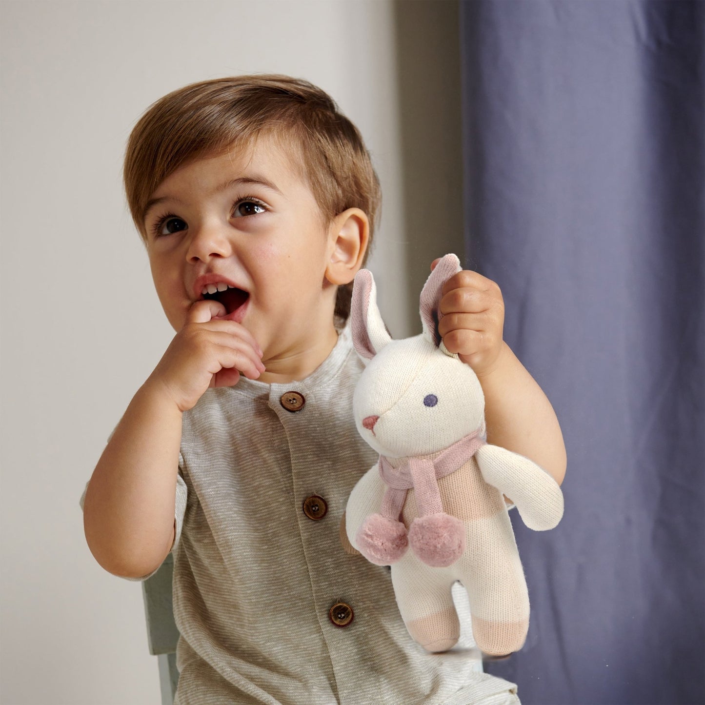Baby Threads Cream Bunny Rattle - Toby Tiger