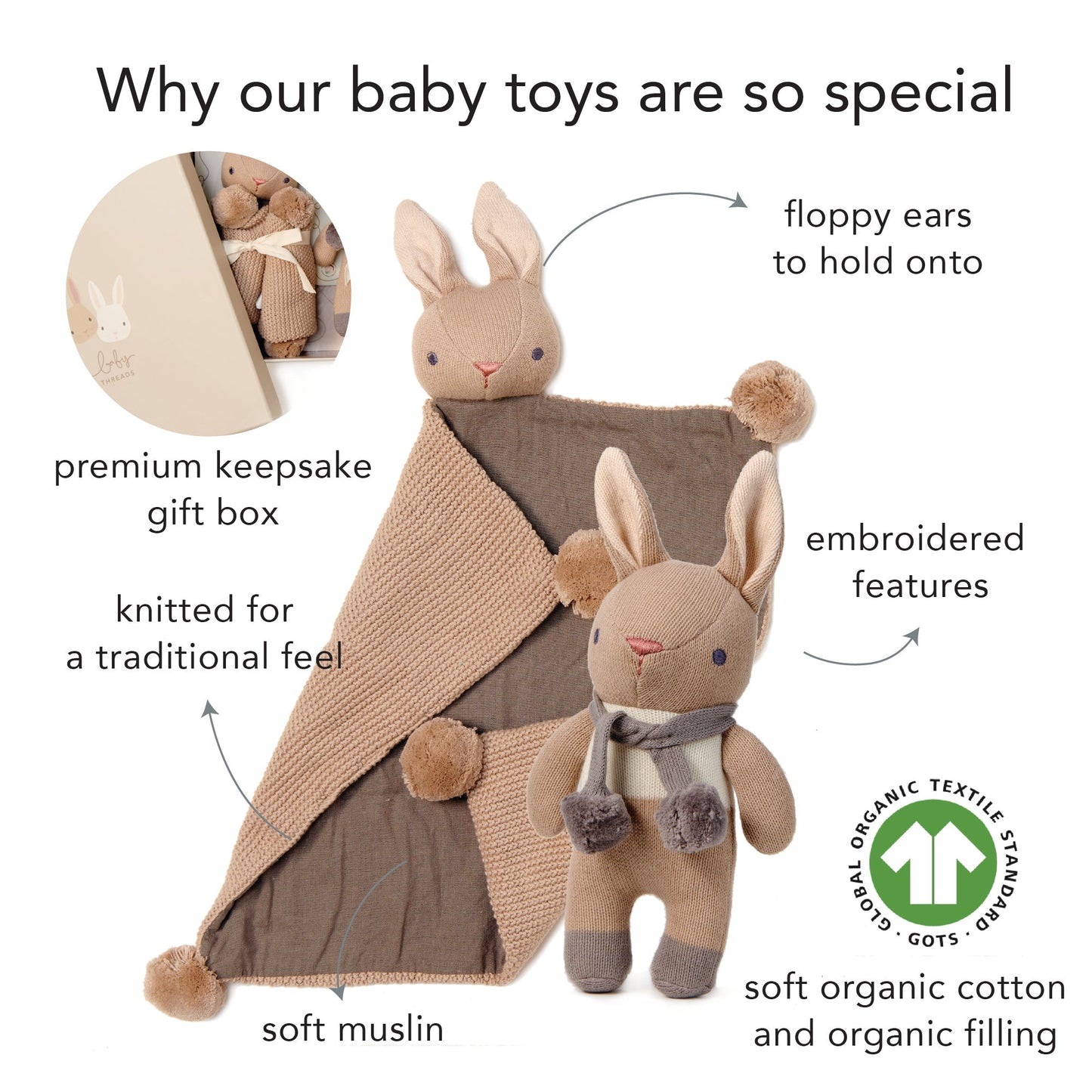 Baby Threads Taupe Bunny Gift Set - Toby Tiger