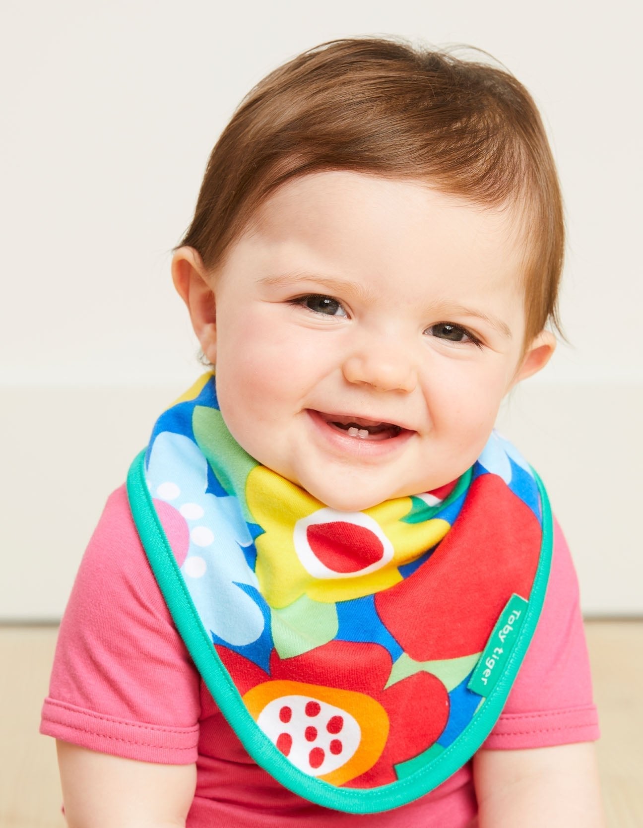 Organic Fruit Flower Print Dribble Bib - Toby Tiger