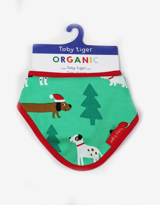 Organic Christmas Dog Print Dribble Bib
