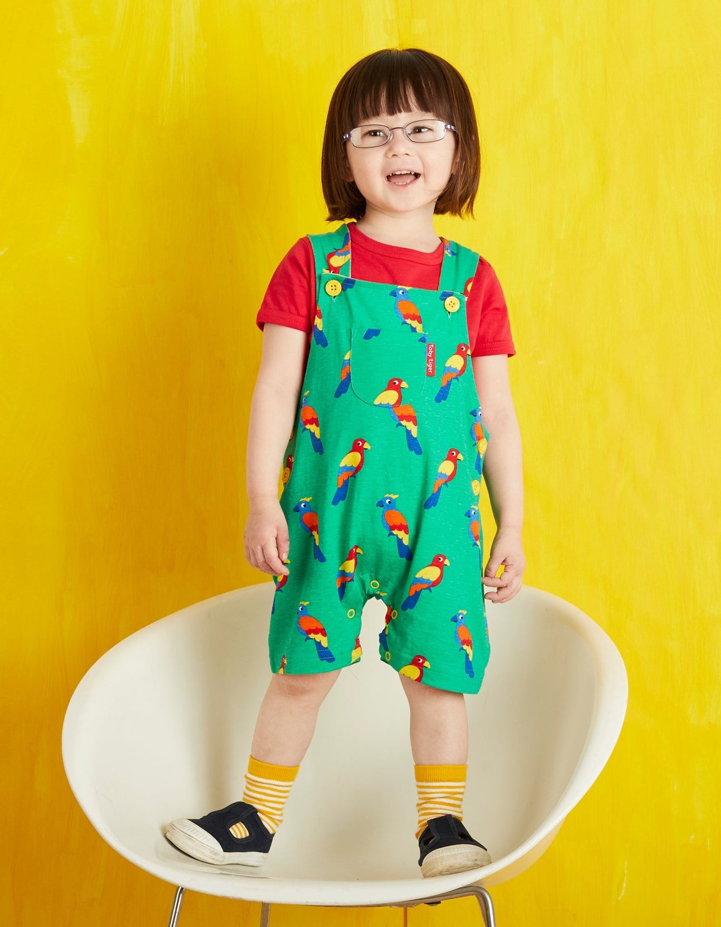 Organic Parrot Dungaree Shorts - Toby Tiger