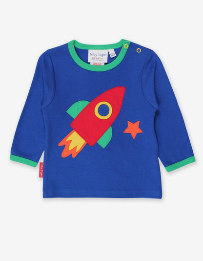 Organic Rocket Planet Applique T-Shirt - Toby Tiger