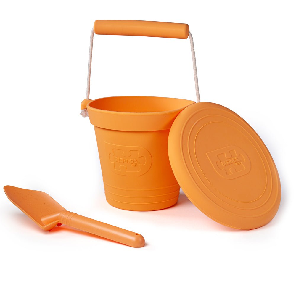 Apricot Orange Silicone Bucket, Flyer and Spade Set - Toby Tiger