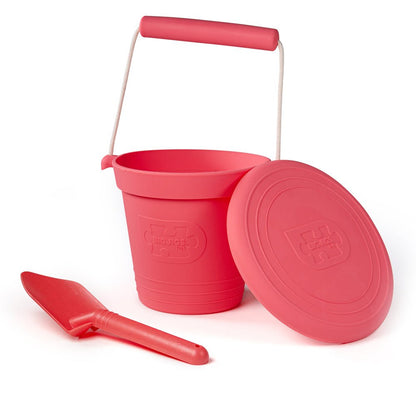 Coral Pink Silicone Bucket, Flyer and Spade Set - Toby Tiger