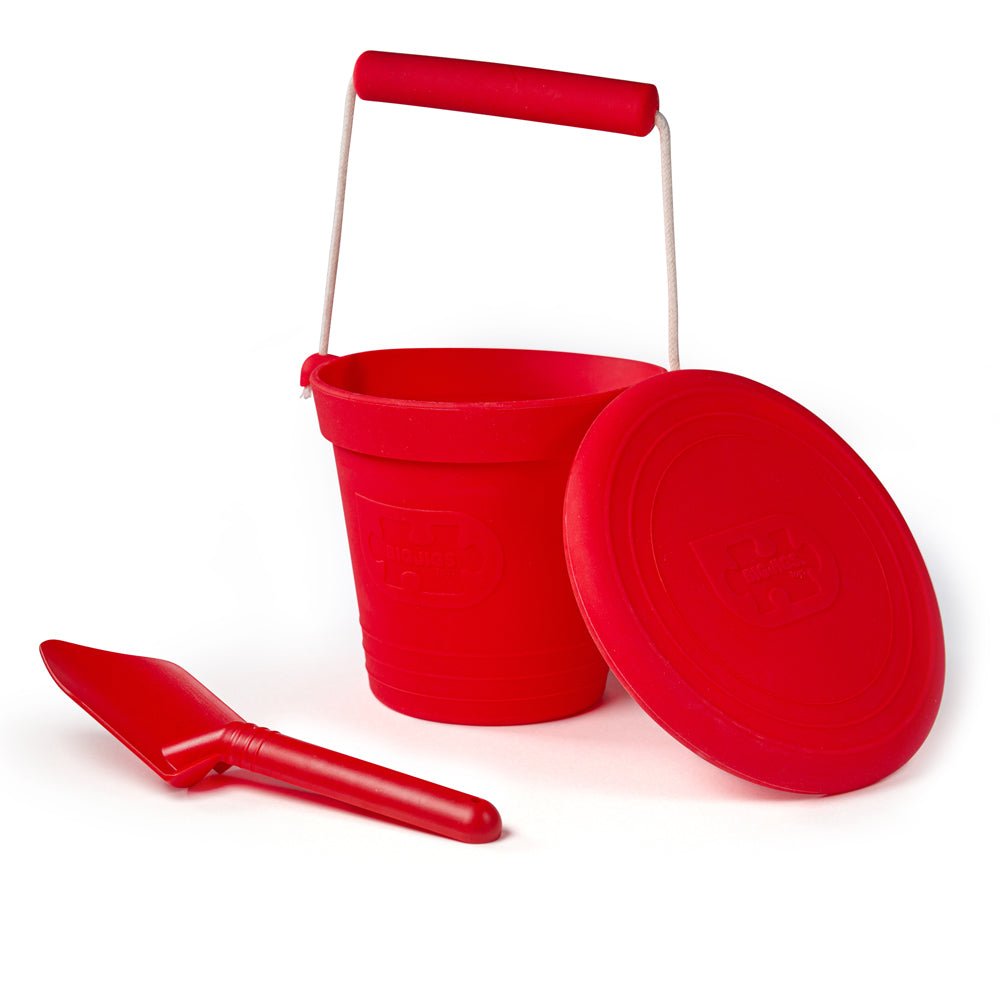 Cherry Red Silicone Bucket, Flyer and Spade Set - Toby Tiger