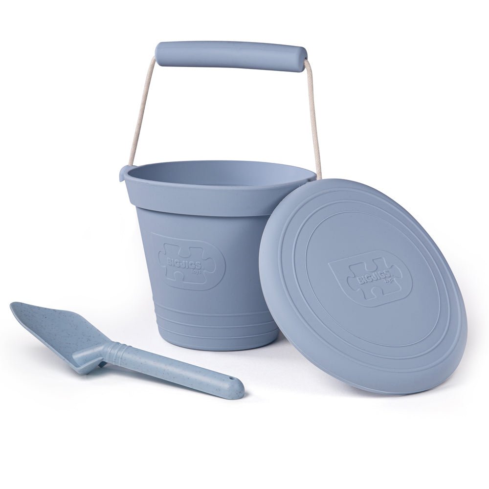 Dove Grey Silicone Bucket, Flyer and Spade Set - Toby Tiger