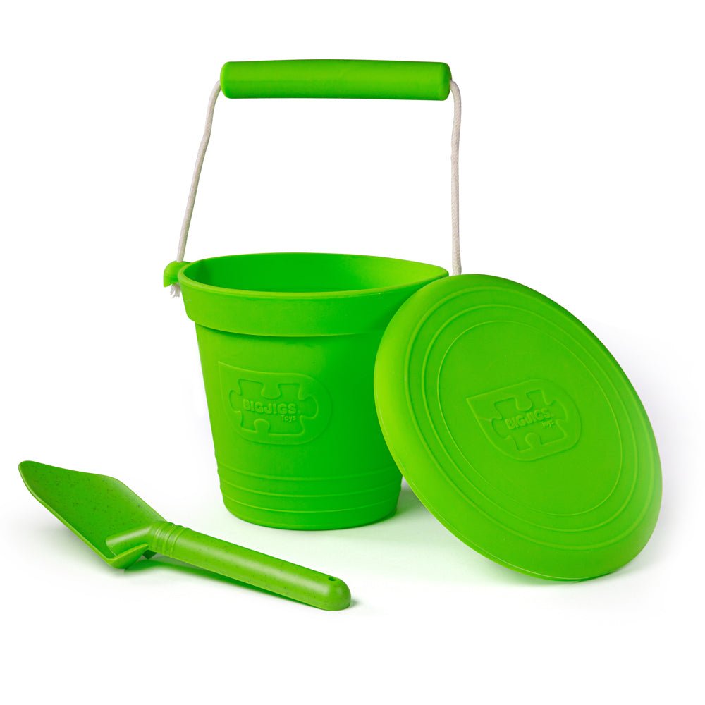 Meadow Green Silicone Bucket, Flyer and Spade Set - Toby Tiger