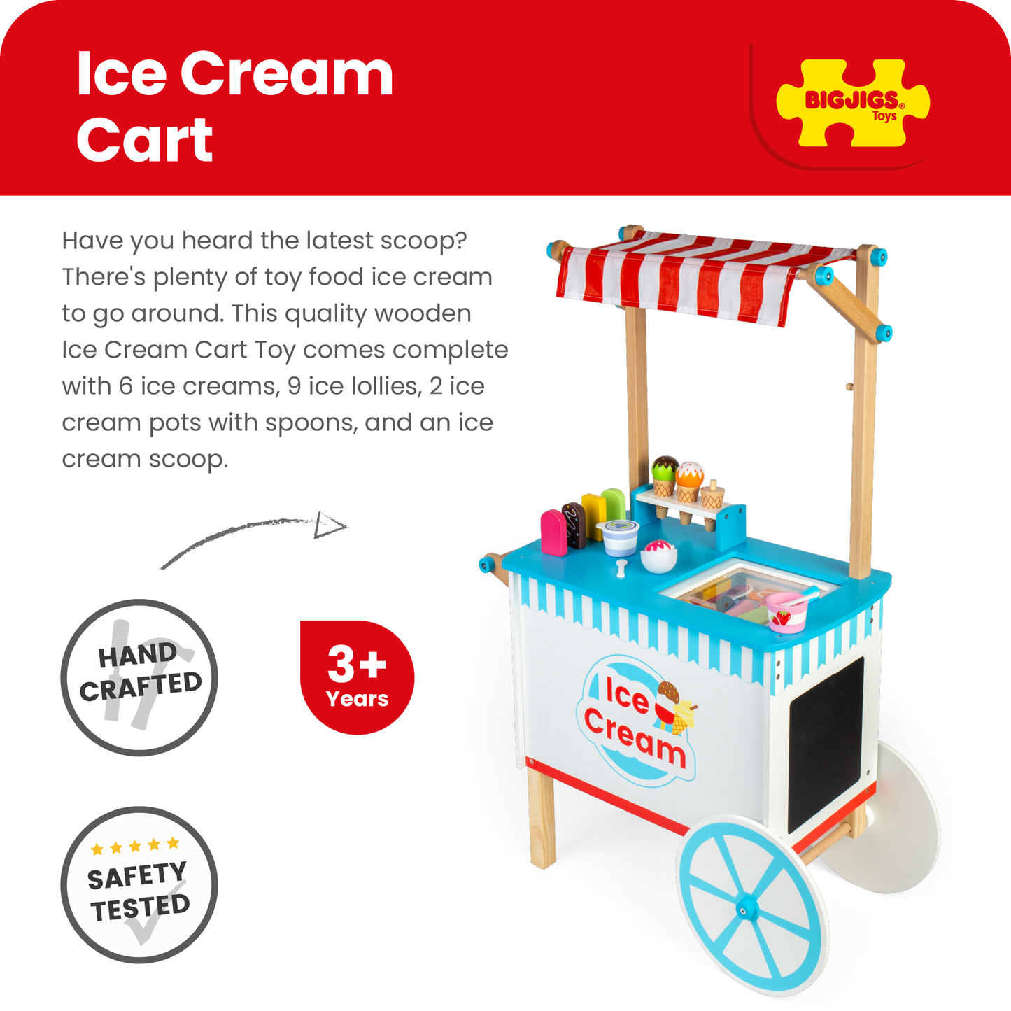 Ice Cream Cart - Wooden Indoor Toy