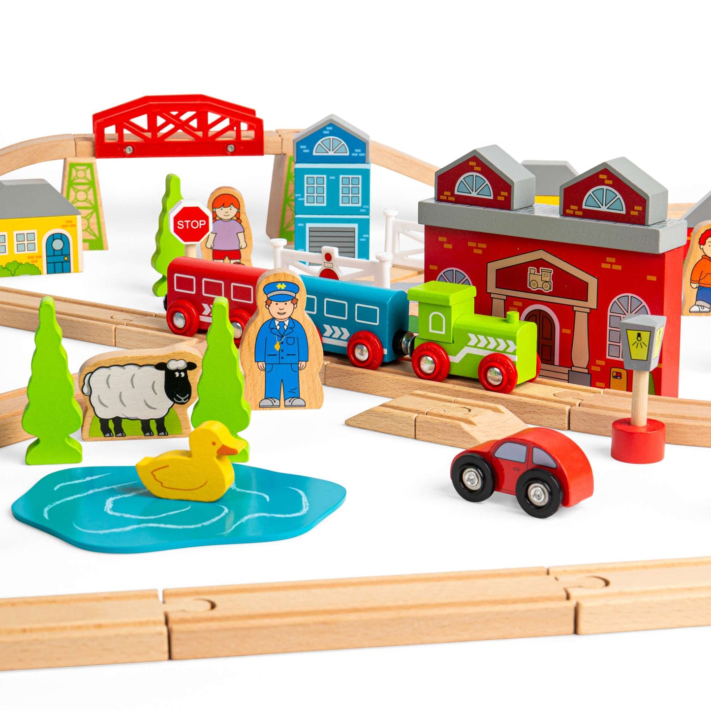 Town and Country Train Set - Wooden Toy