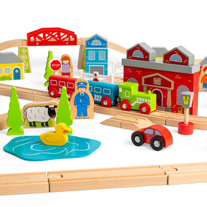 Town and Country Train Set - Wooden Toy