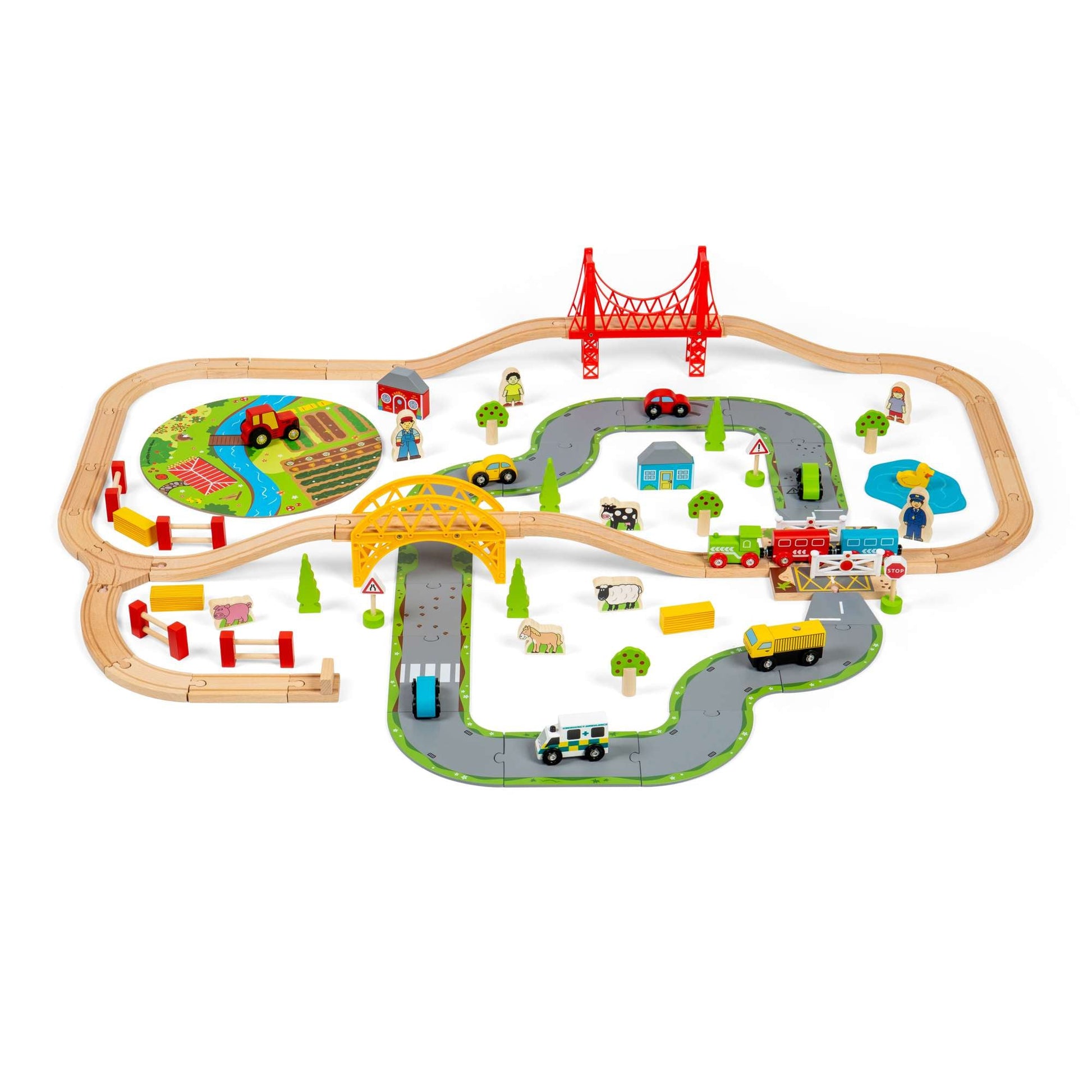 Road & Rail Train Set - Wooden