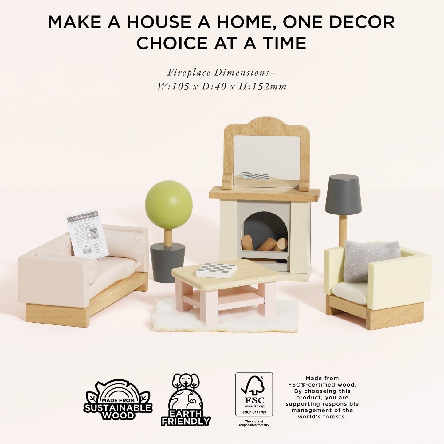 Wooden Dolls House Living Room