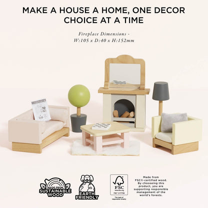Wooden Dolls House Living Room