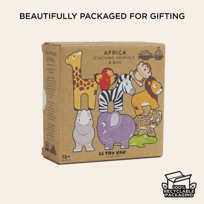 African Safari Stacking Animals & Bag