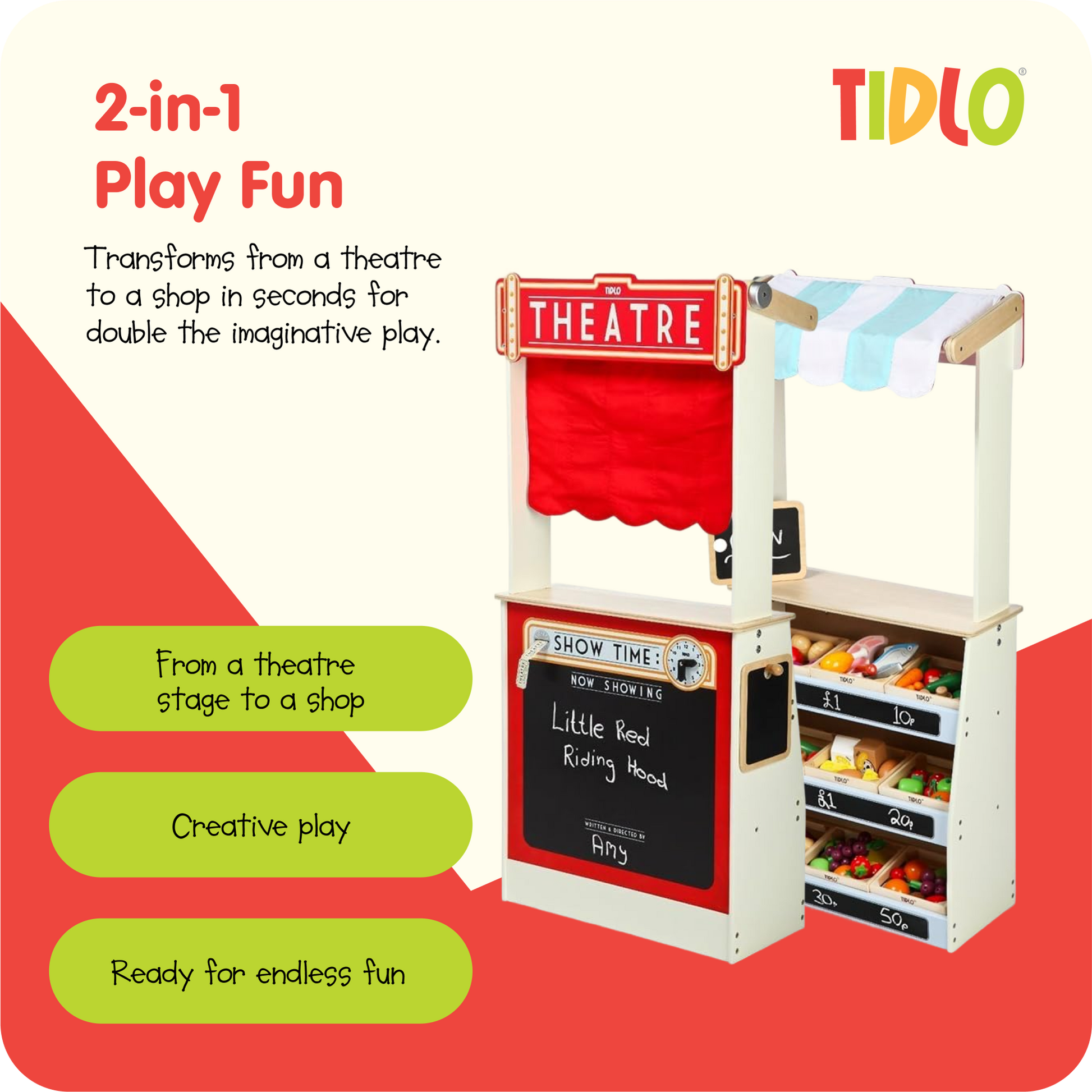 Tidlo Play Shop and Theatre - 2 in 1 Design