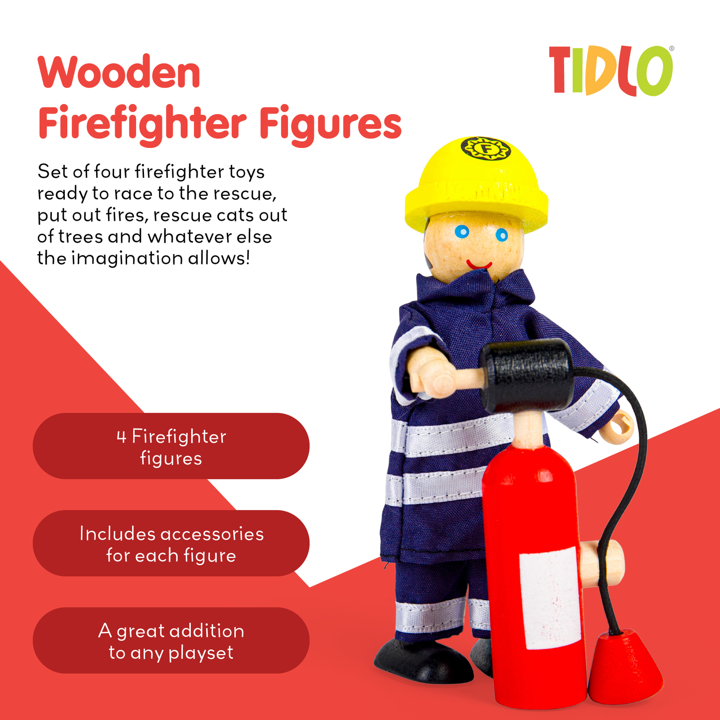 Firefighters Set - 4 Wooden Dolls
