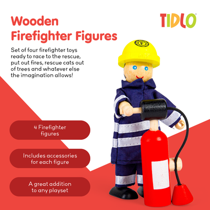 Firefighters Set - 4 Wooden Dolls