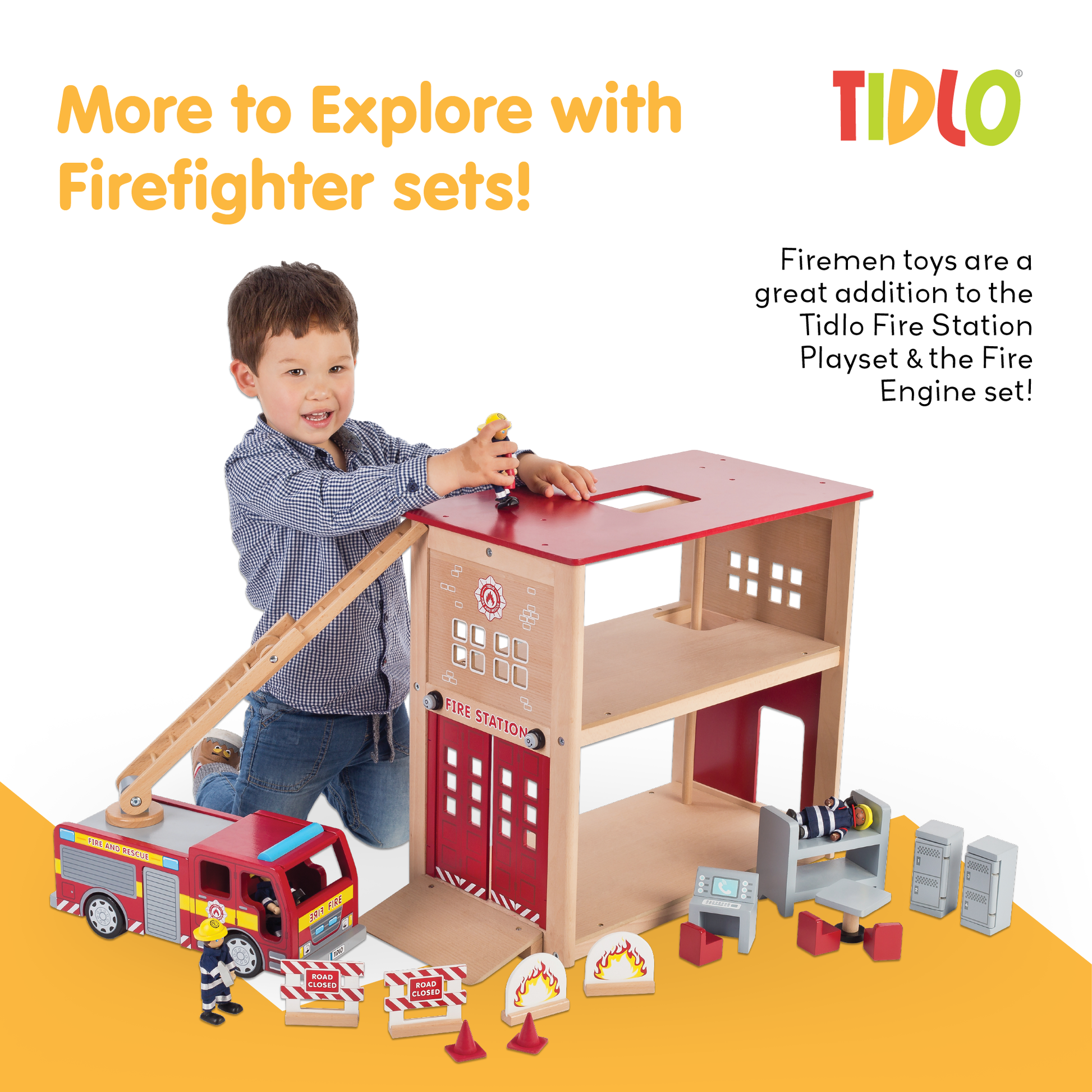 Firefighters Set - 4 Wooden Dolls