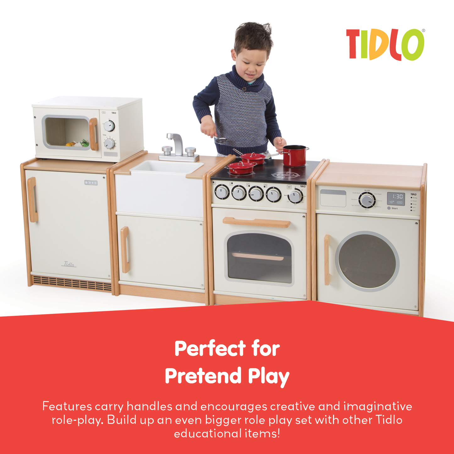 Education Cooker - White Wooden Toy